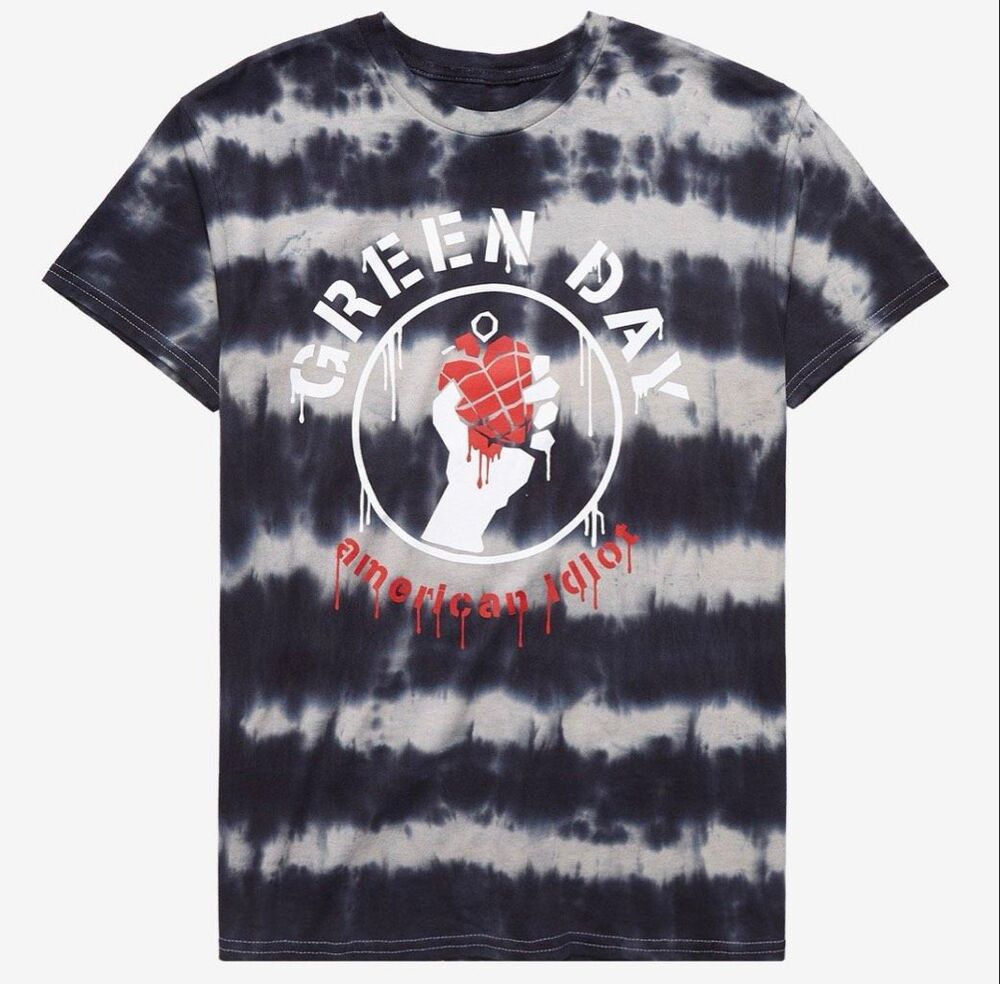 Green Day American Idiot Bleach Gray Black Red & White T-Shirt Men’s Small